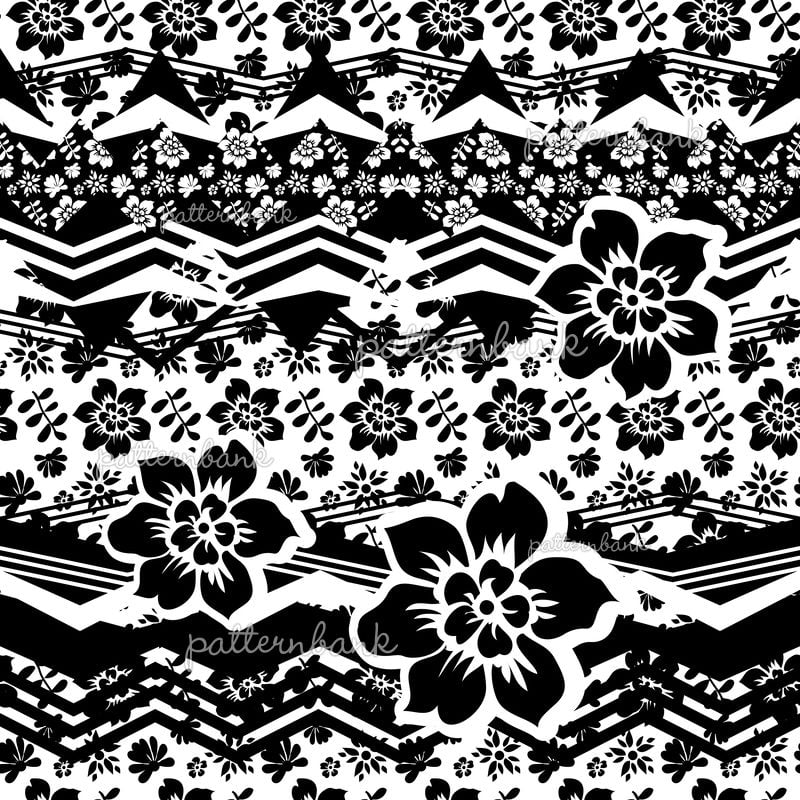 template black and white stripes with flowers