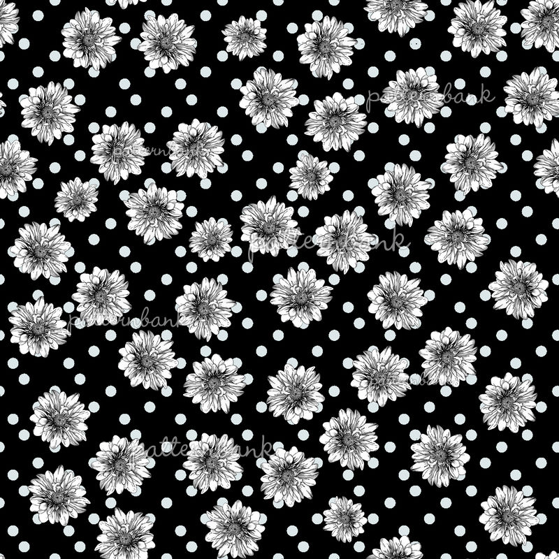 Black and White Daisy Dots by BruceQin Studio Seamless Repeat Royalty ...