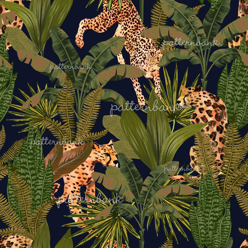 Tropical Design With Leopards by KSDesigns Seamless Repeat Royalty-Free ...