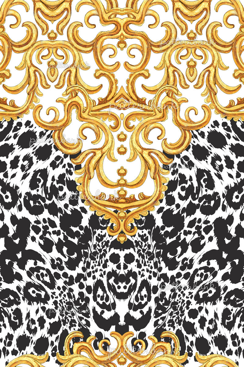 543_Golden Ornaments and Animal Skin_JLD by Jackie Lee Designs Seamless ...