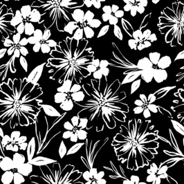 Daisy Doodle Gray by Little Squirrel Studio Seamless Repeat Royalty-Free  Stock Pattern - Patternbank