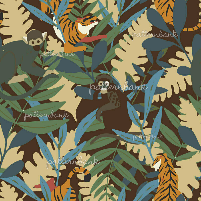 Safari Tropical Animals by Dorota Kmiecik Seamless Repeat Vector ...