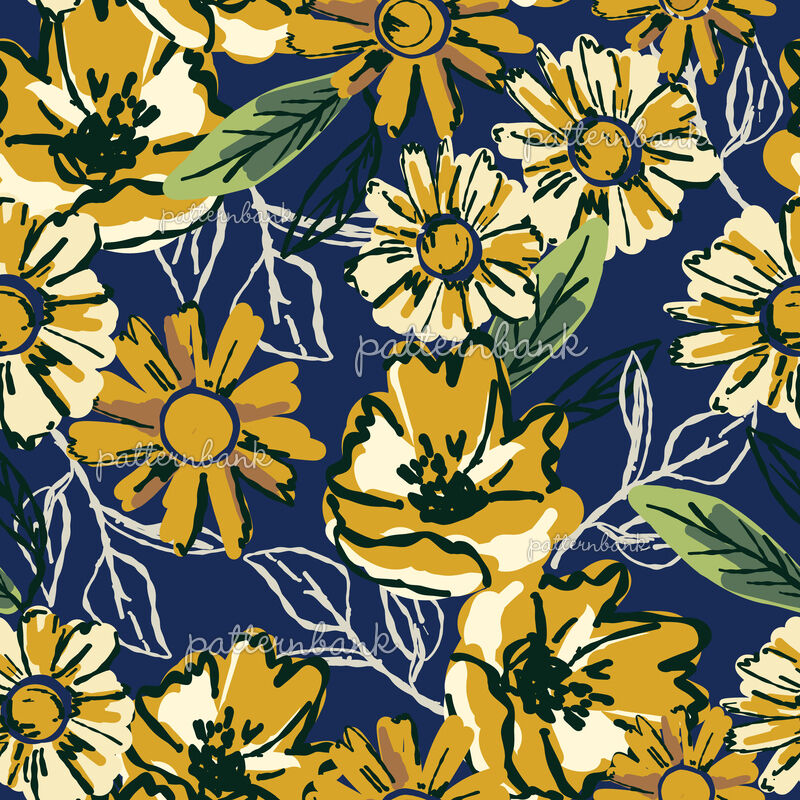 Daisy Floral Vector 1002 by michelle brown Seamless Repeat Vector ...